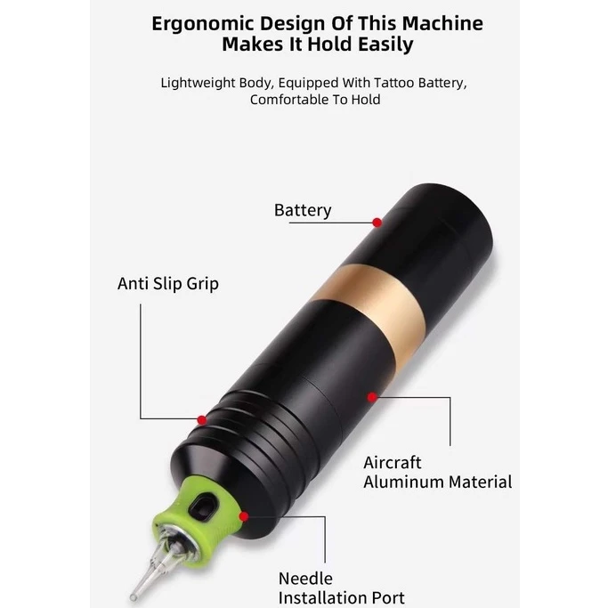 Máy Xăm Pen 2 pin không dây ( có đầu chuyển RCA và đầu chuyển pin )